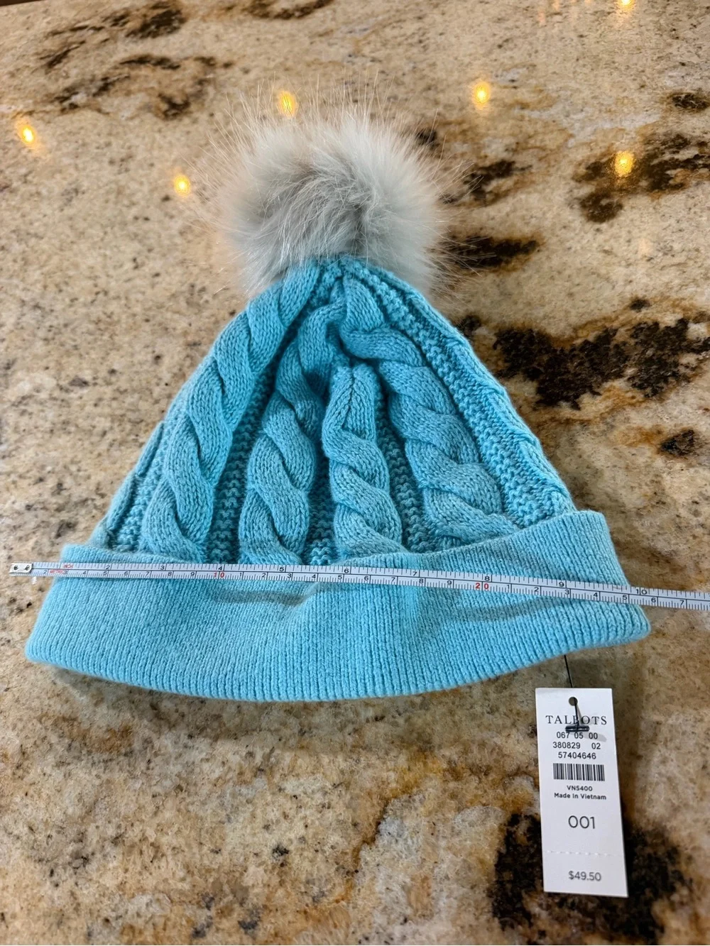 NWT women’s Talbots Soft Cable Knit Beanie in opal blue
